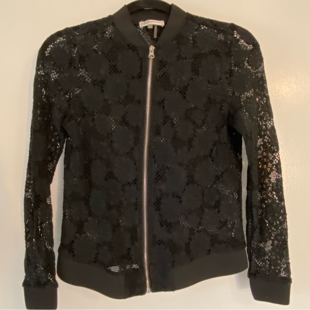 Neiman Marcus Black Lace Bomber Jacket